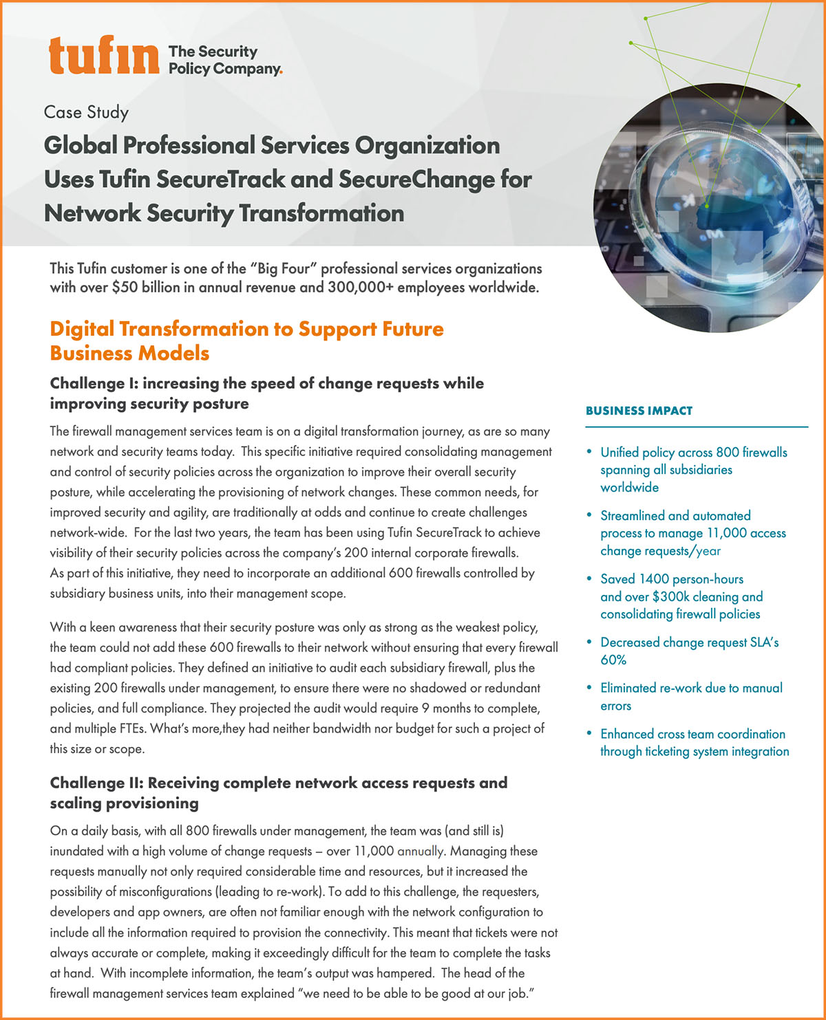 Global professional services case study 
