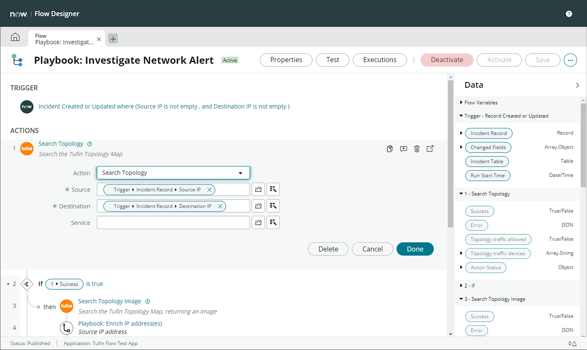 Example flow designer workflow screenshot