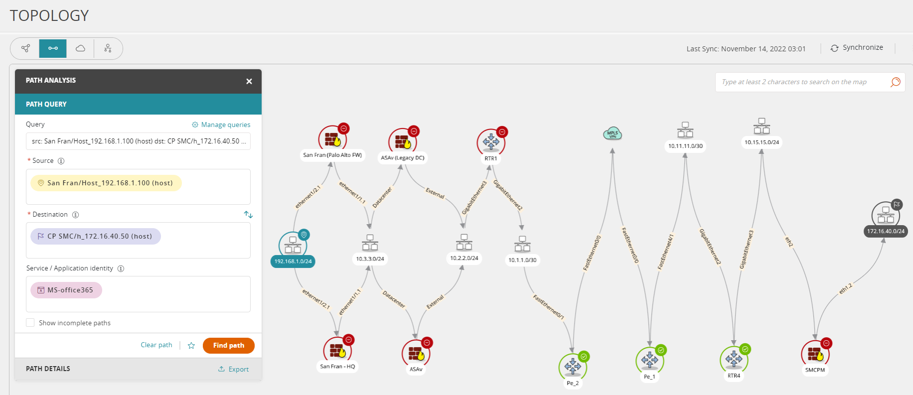 Gain visibility of your topology and network paths to proactively analyze risks